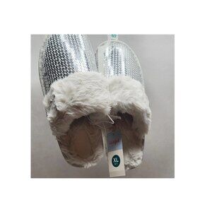 Youth Girls Cat & Jack XL 6/7 Slippers Sequin Silver Lane Scuff Slip Ons